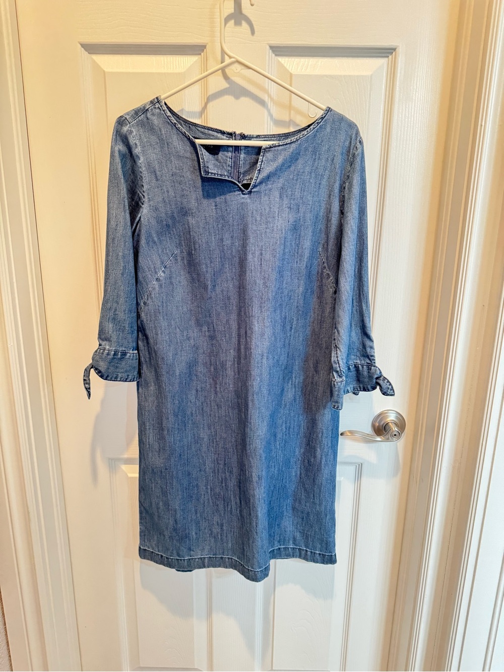 Women's Denim Shift Dress - Light Blue